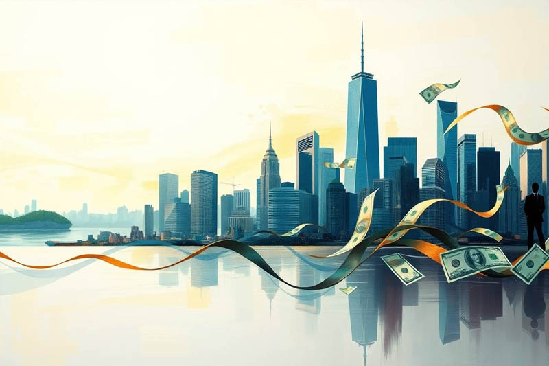 Graphiques et monnaie pour illustrer l’économie et la finance