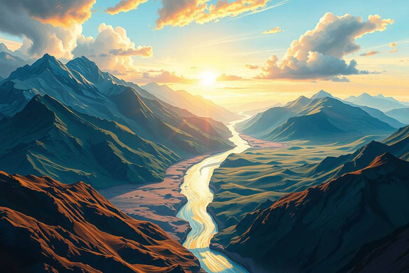 Carte du monde et paysages pour illustrer la géographie et les pays