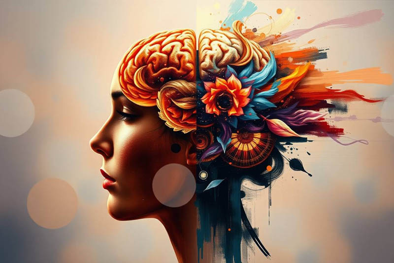 Silhouette et symboles cognitifs pour illustrer la psychologie et le comportement